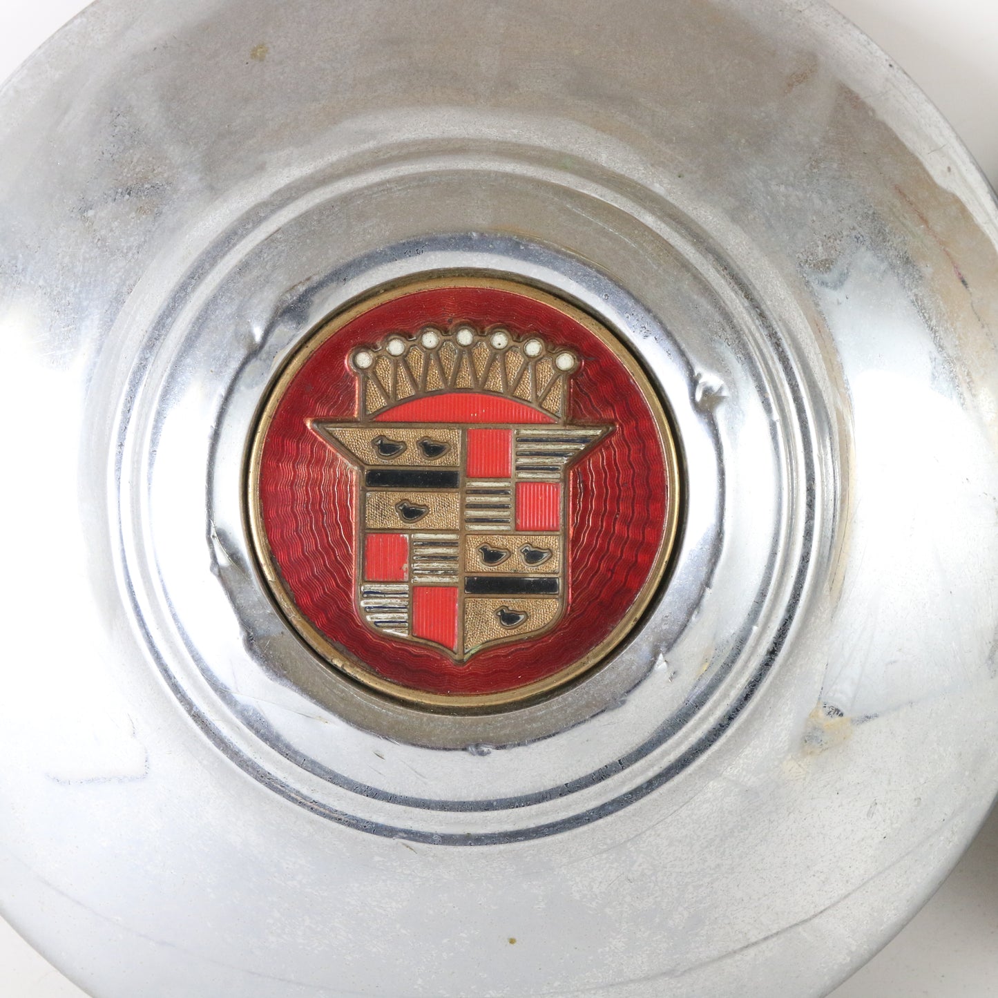 Lot Of 2 Vintage 1947-48 Cadillac Metal Dog Dish Metal Wheel Hubcaps 10"