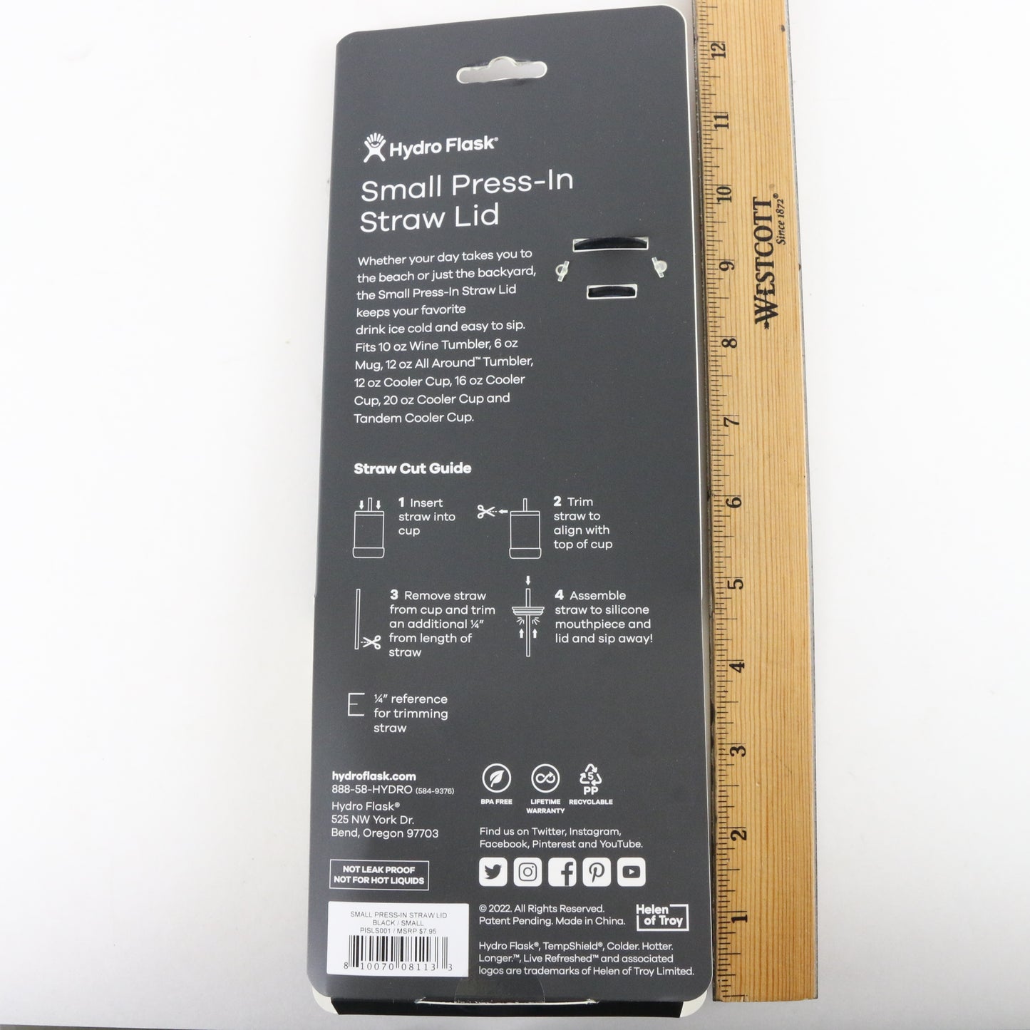 Hydro Flask Small Press-in Straw Lid Water Bottle Tumbler Accessory