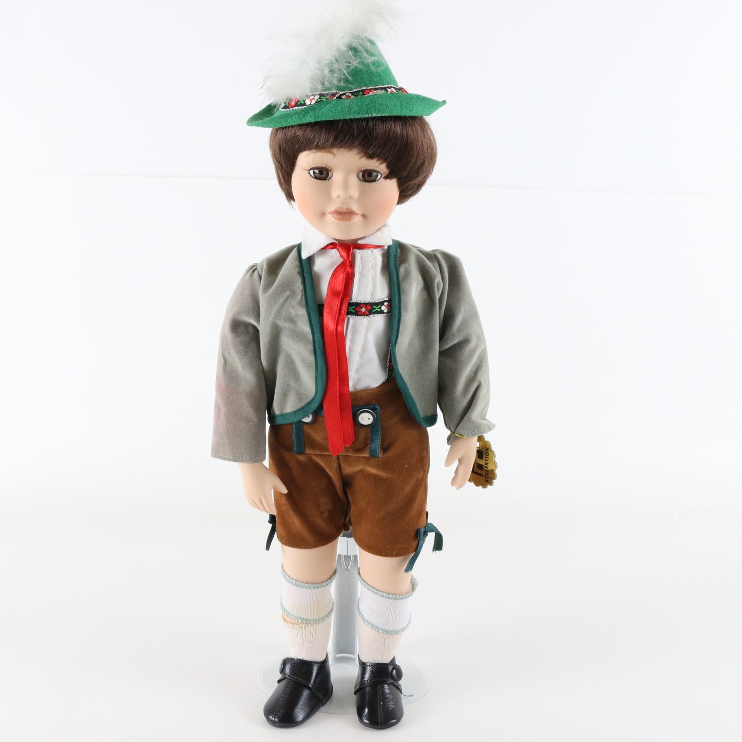 Vintage German Boy Chili Euro-exquisite Large 16" Porcelain Doll W/ Hat