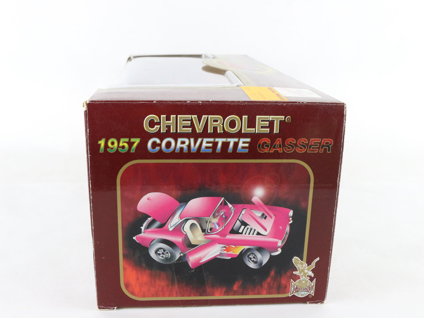 1957 Chevy Corvette Gasser Black W/ Flames Road Legends 1:18 Diecast Model 92019