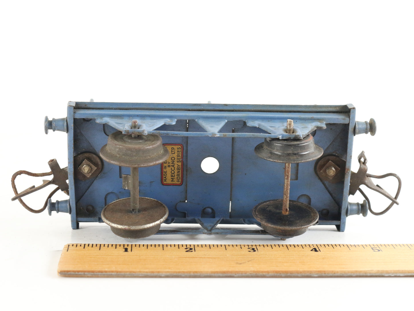 Unnumbered Blue Flat Car W/ Stakes Prewar Hornby Meccano O Model Train vintage stake flat wagon for cargo