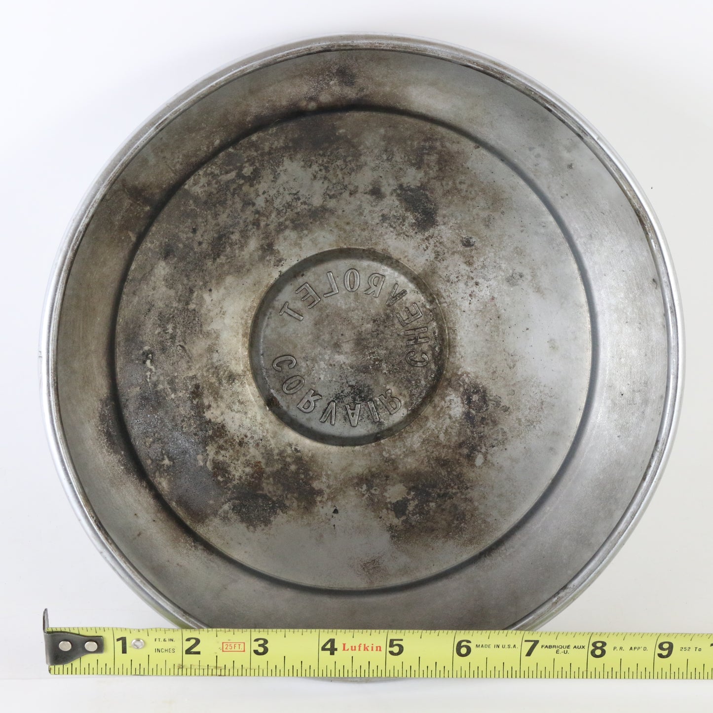 1960s Chevrolet Corvair Dog Dish Metal Wheel Hubcap 9.75"