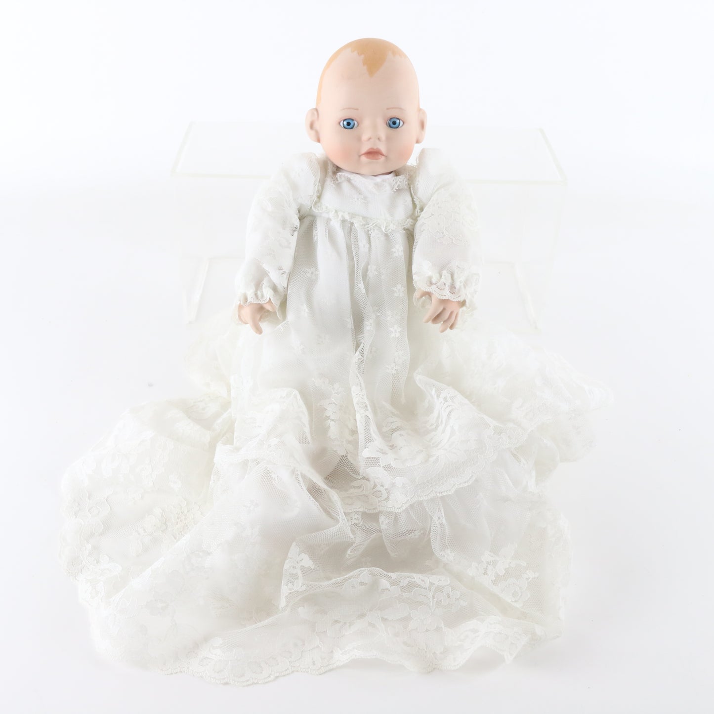 Christening Baby Elke Hutchens Danbury Mint 13" Porcelain Doll W/ White Dress