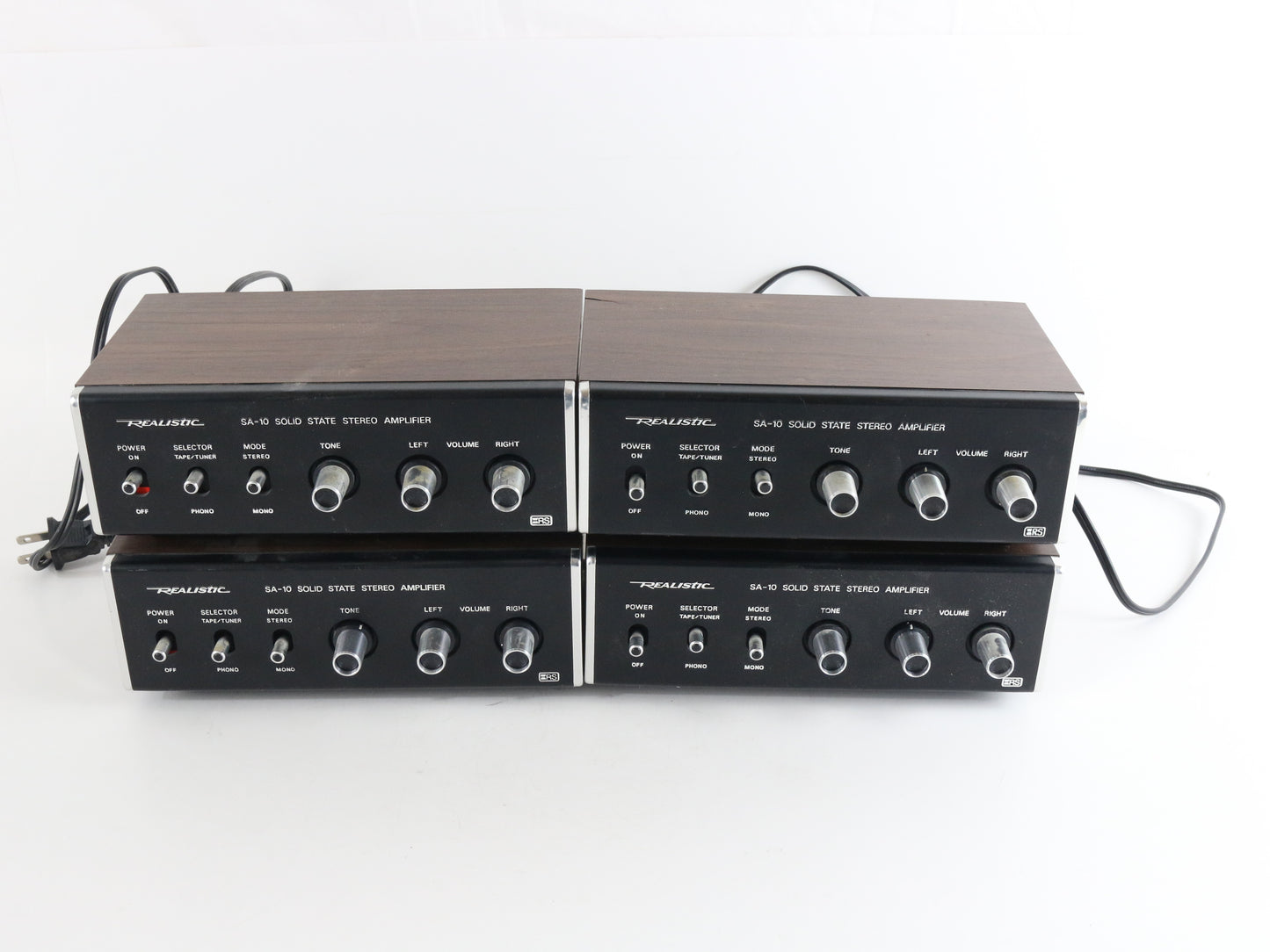 Lot Of 4x Realistic SA-10 Solid State Stereo Amplifiers + 4x 40-1250c Speakers classic audio gear for sound setups