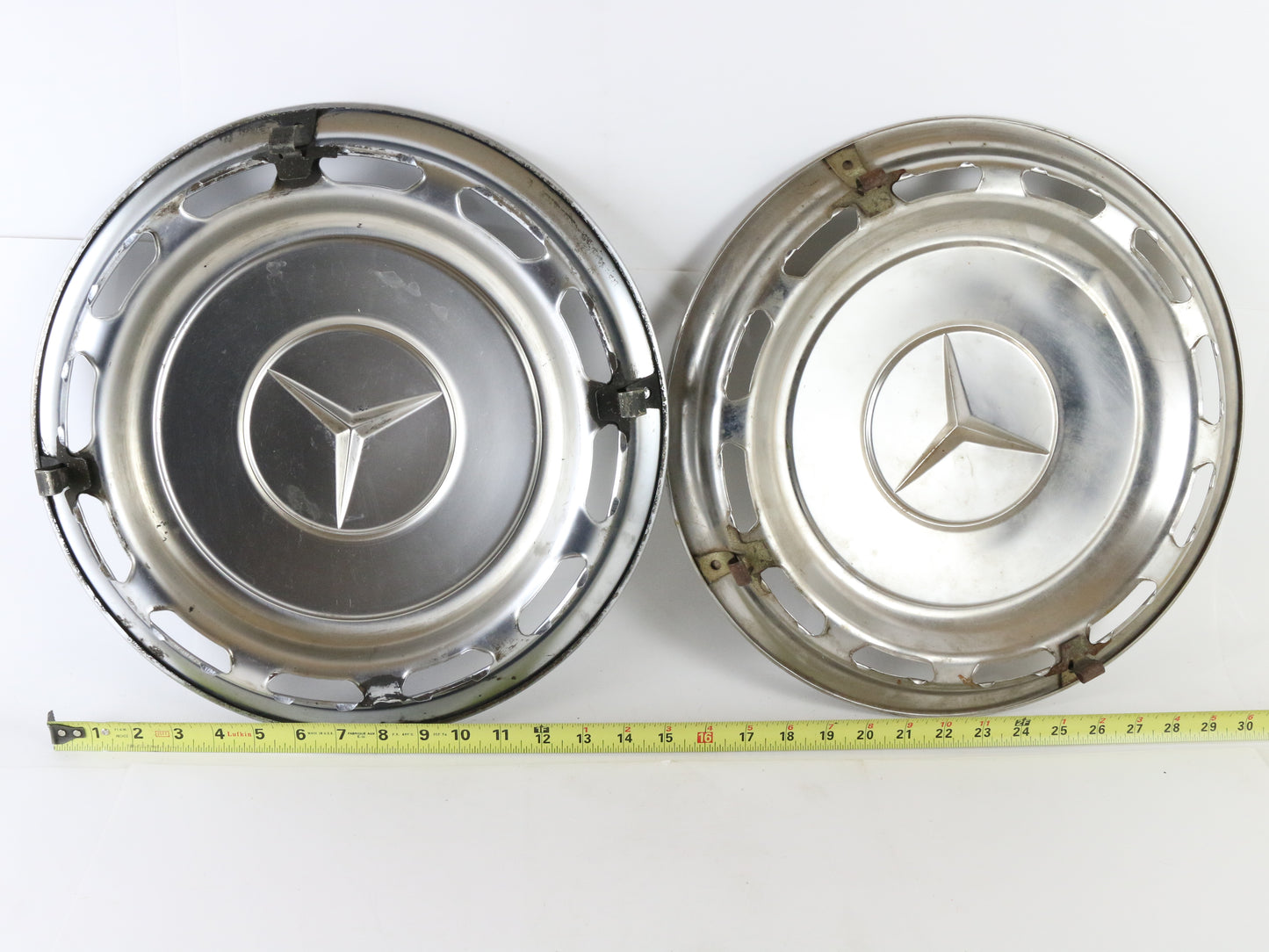 Lot Of 3 Vintage Mercedes Metal Wheel Hubcaps 15"