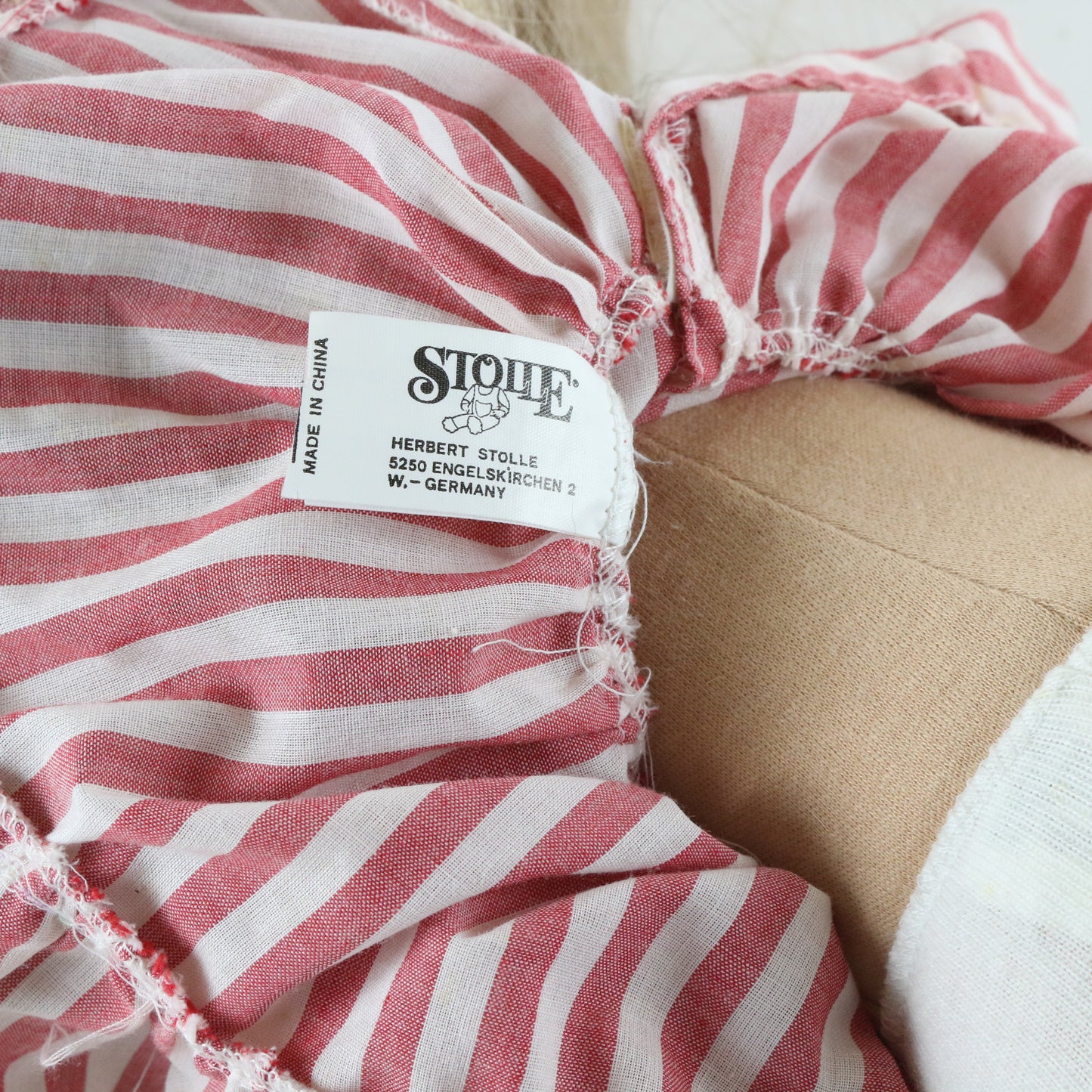 Herbert Stolle Stupsi Large Fabric 16.5" Doll W/ Red White Dress