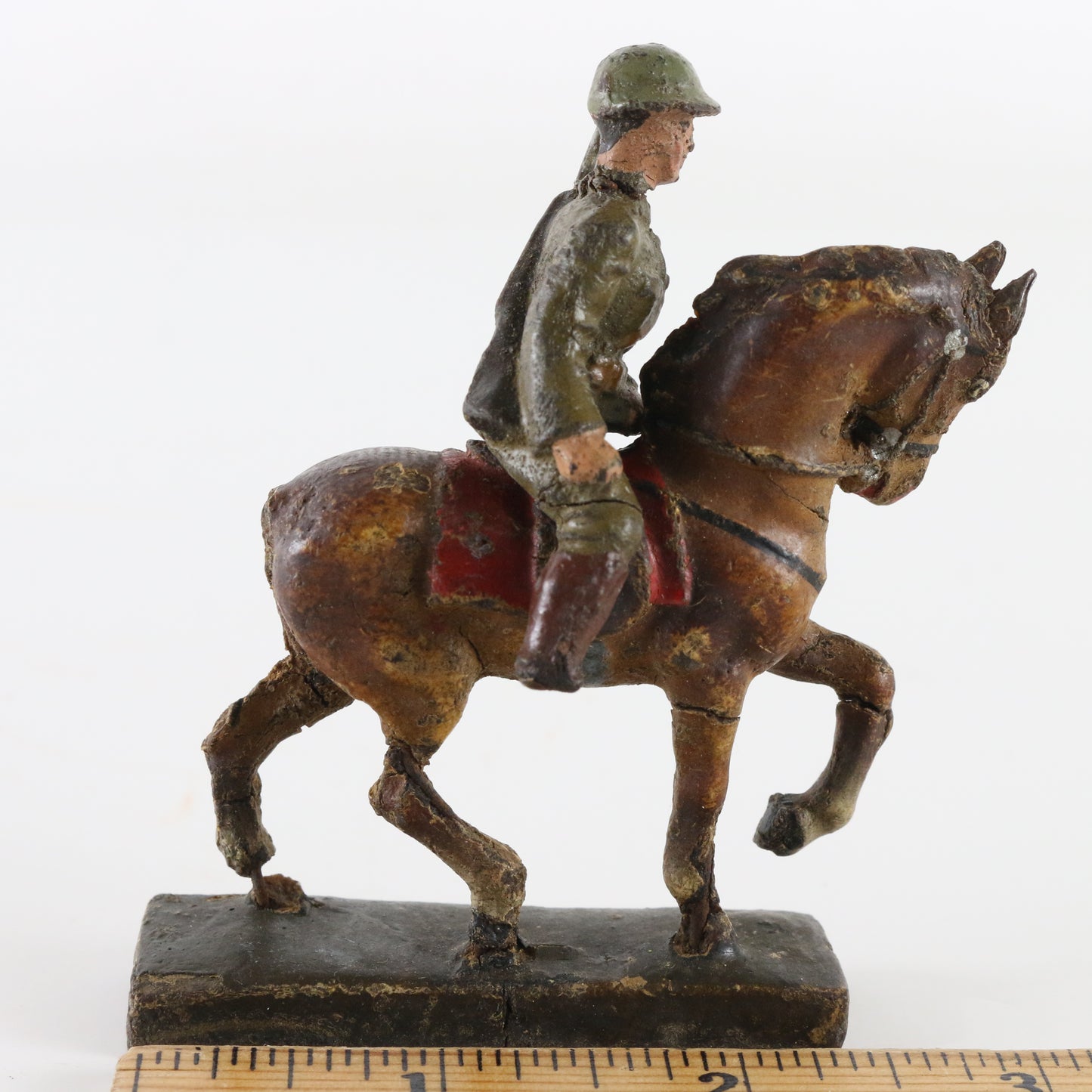 Vintage Lineol WW1 Horse W/ Riding Soldier Composite Figure 2" Germany