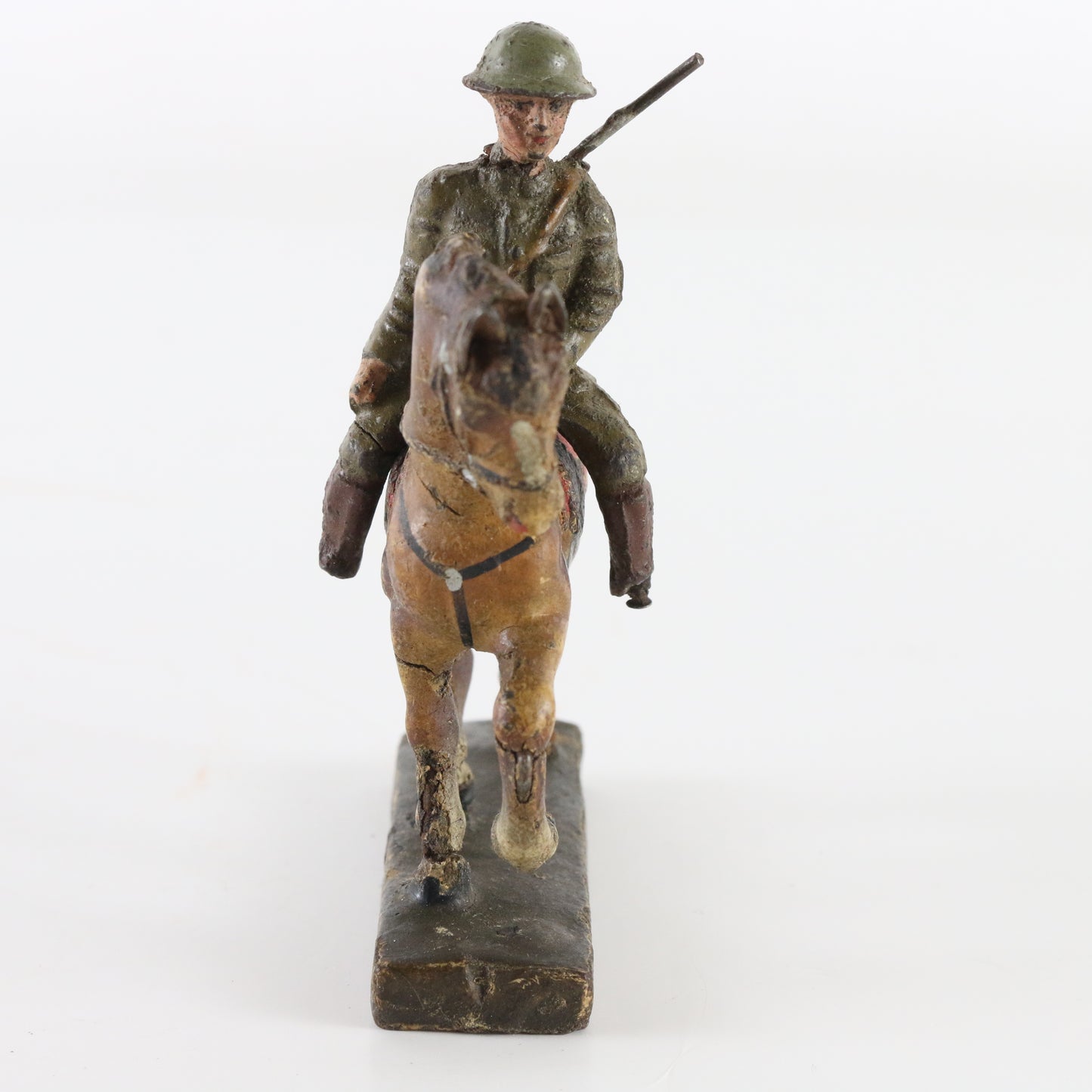 Vintage Lineol WW1 Horse W/ Riding Soldier Composite Figure 2" Germany