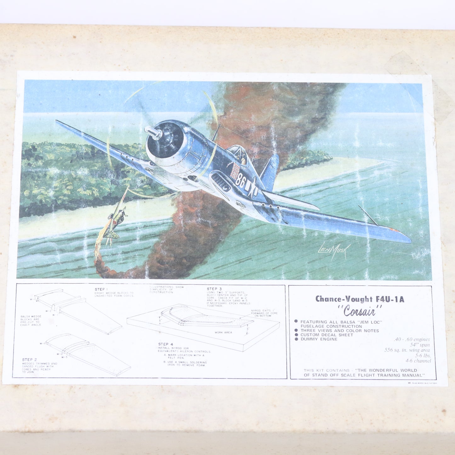 Jemco Corsair Chance Vought F4u-1a Corsair 54" Wingspan Balsa RC Kit