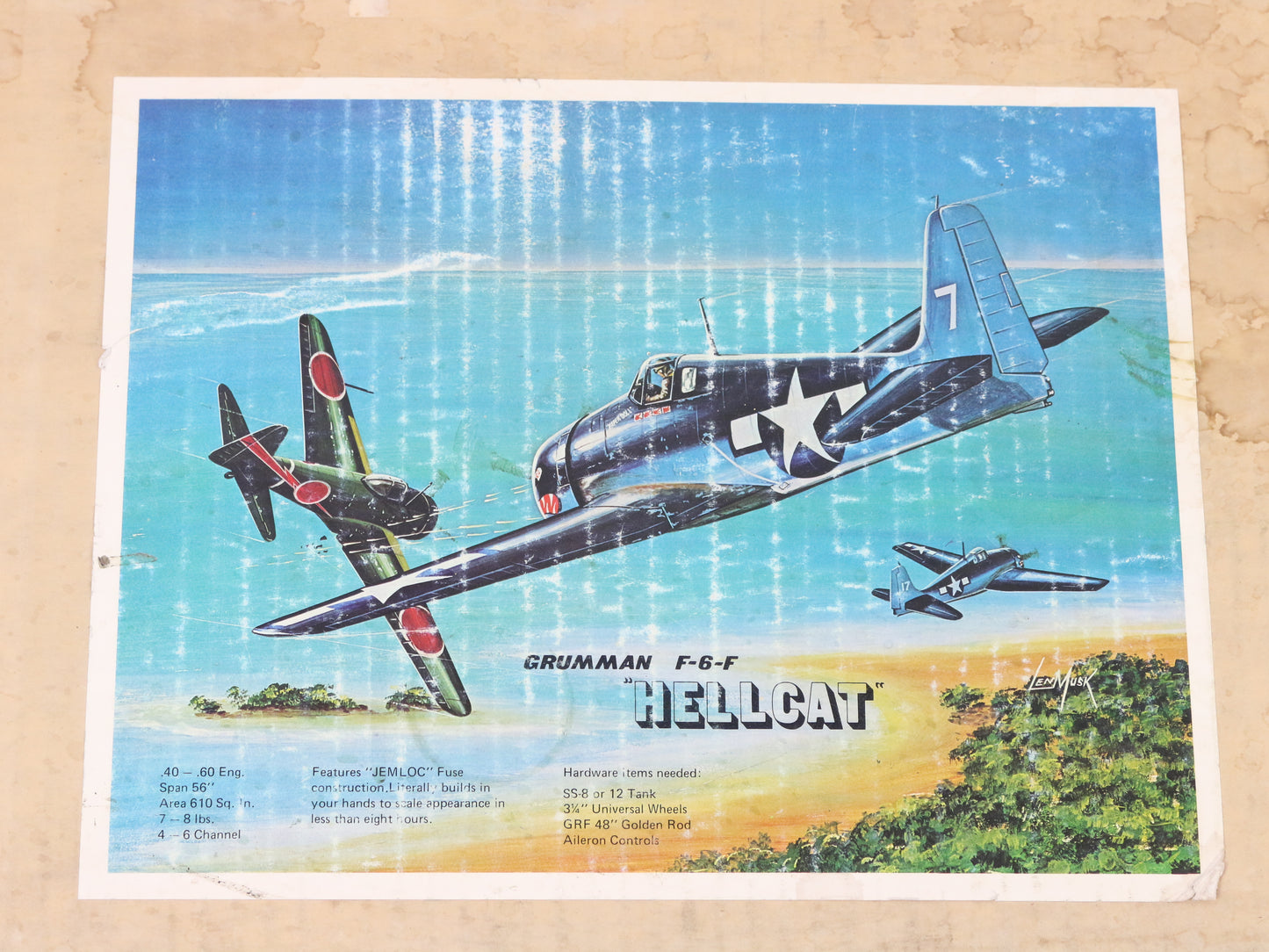 Jemco Grumman F-6-f Hellcat 56" Wingspan Wood RC Plane Kit
