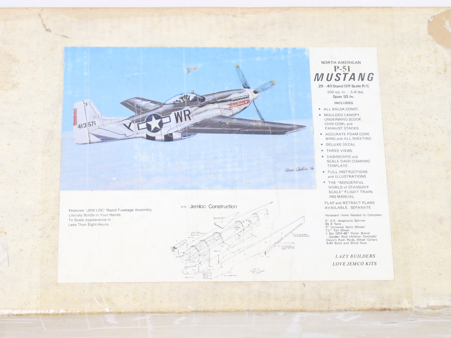 Jemco North American P-51 Mustang 53" Wingspan Wood RC Plane Kit