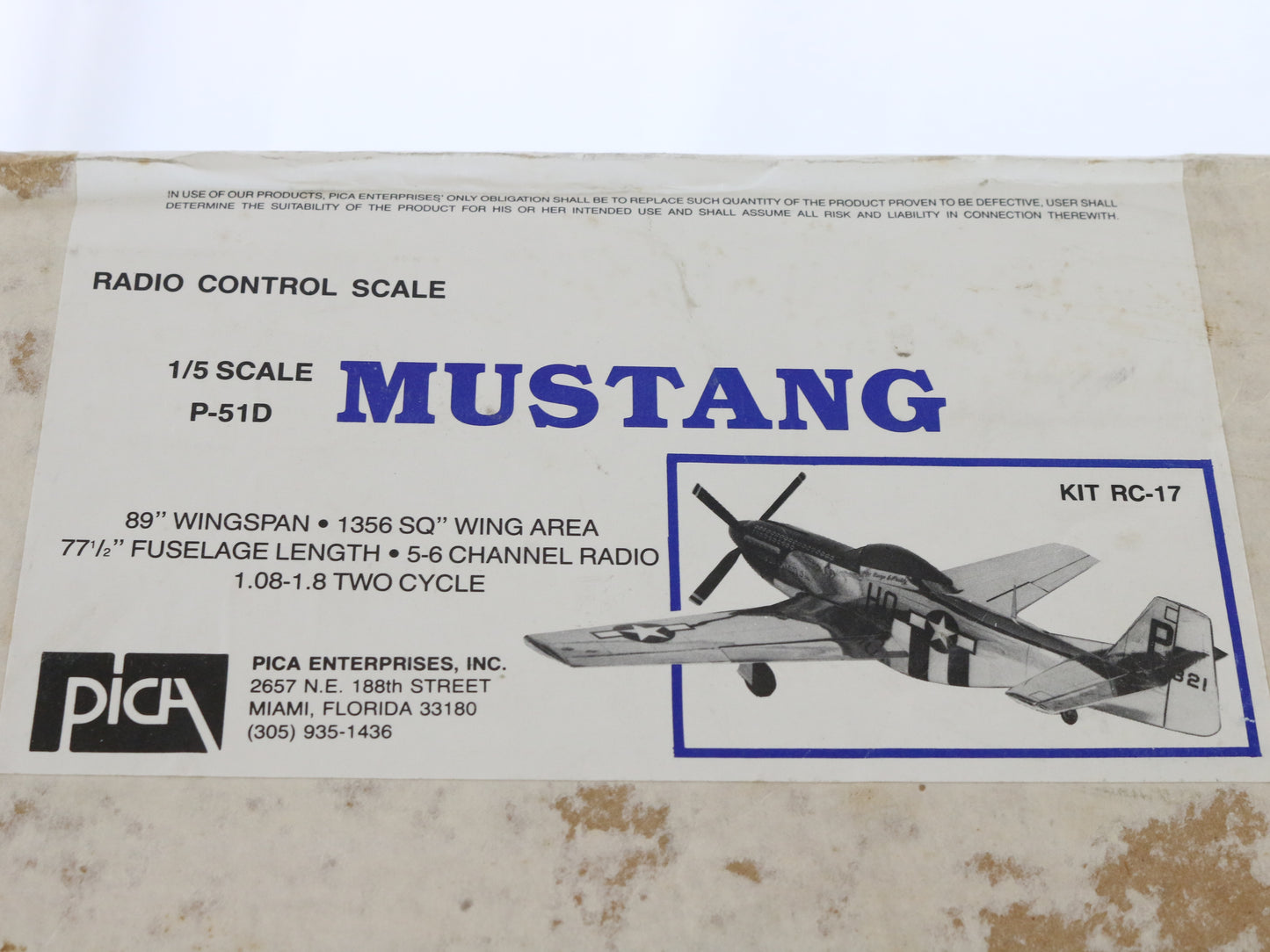 Pica P-51d Mustang 1:5 Scale 89" Wingspan Wood RC Plane Kit