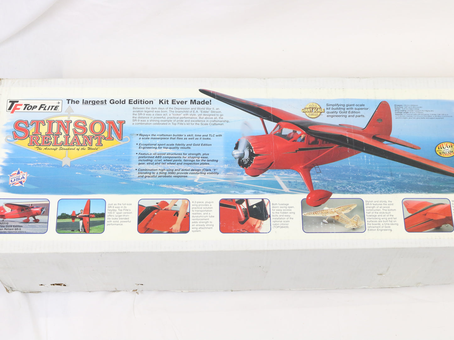 Top Flite Giant Gold Stinson Reliant 1:5 Scale 100.5" Wingspan Wood RC Plane Kit