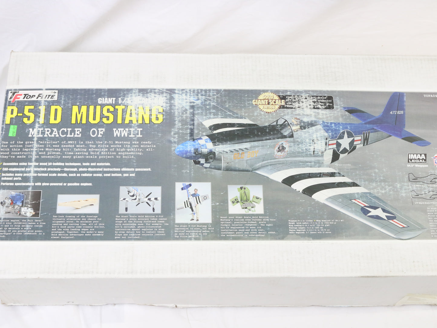 Top Flite Gold Ed. Giant P-51d Mustang 1/5 Scale WW2 84.5" Wingspan RC Kit
