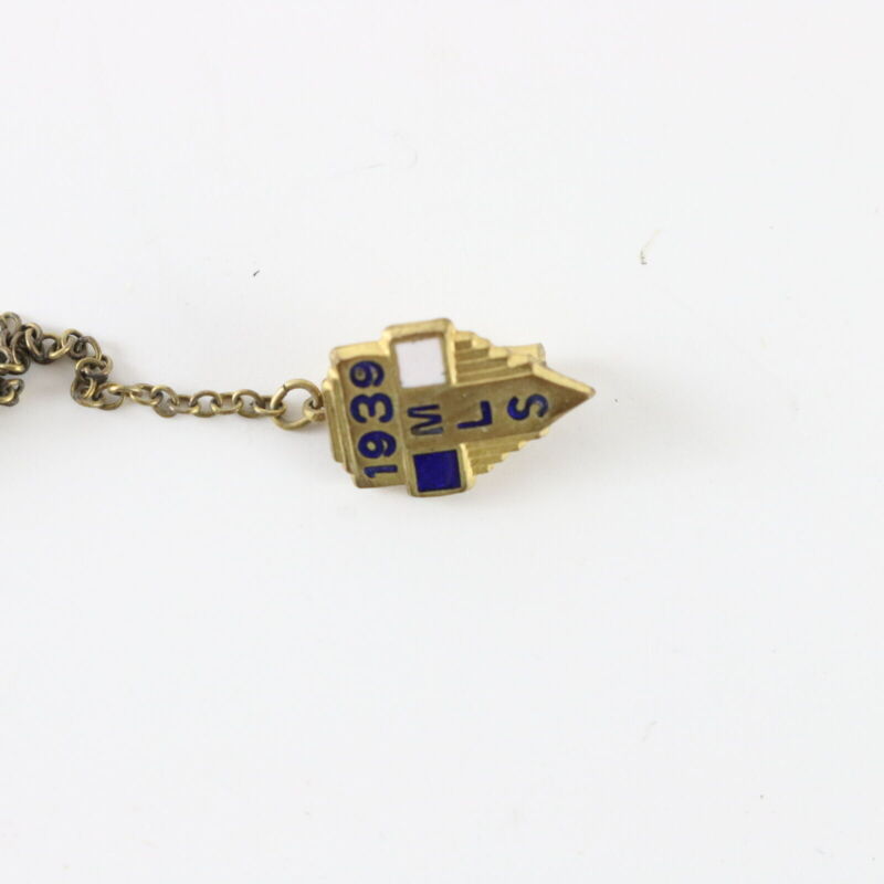 Vintage High School Pin, Sweetheart Pin 1939 MLS Metal Shield Pin 1.75"