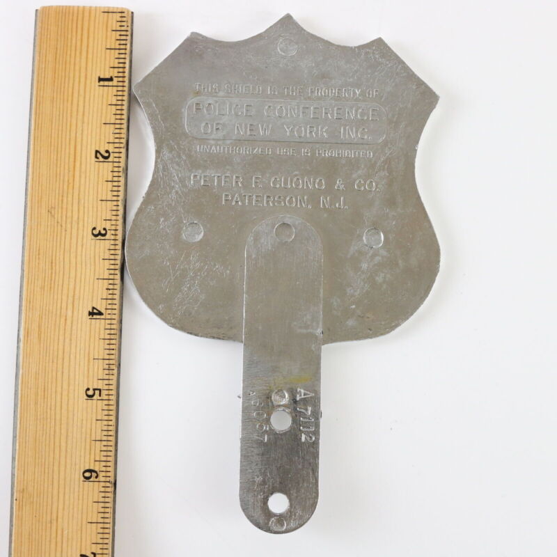 Vintage New York State Police Conference Member Metal License Plat Topper 6.75"