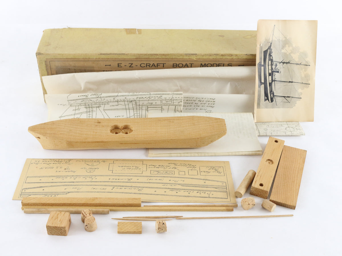 USS Bear E Z Craft Boat Models Vintage Wood Kit Steam Sailing Ship