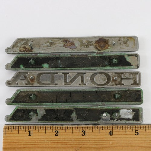 Lot Of 5 Honda Black & Silver Plastic Emblem Badges 5.25"