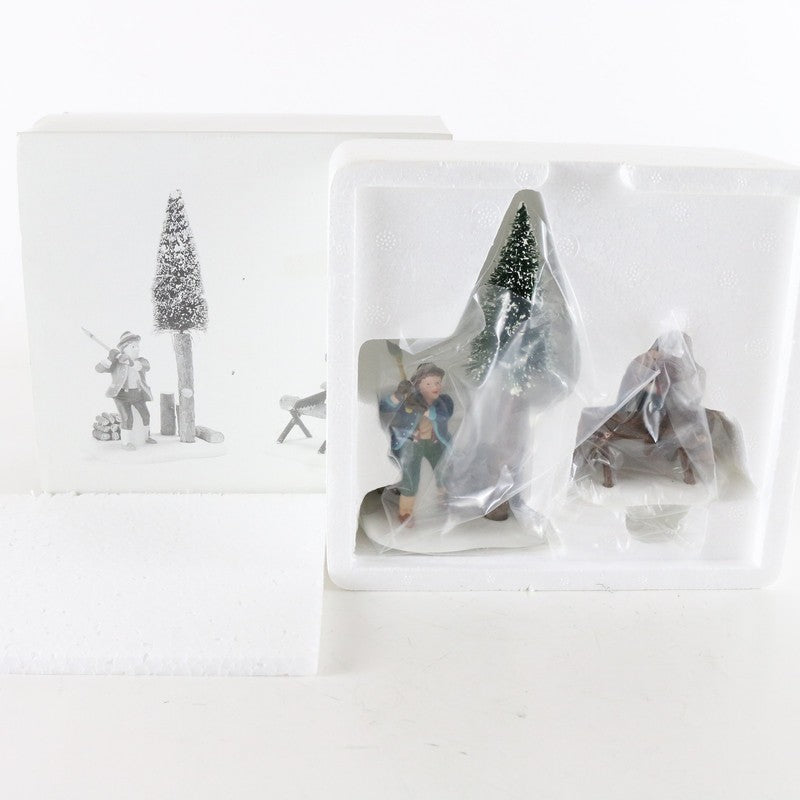 Dept 56 Heritage Village Set Of 2 Lumberjacks Porcelain Christmas Figures 56590