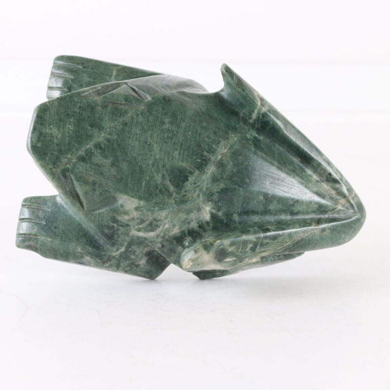 Carved Polished Jade (Jadeite, Nephrite?) Crouching Frog Figurine Pre Columbian?