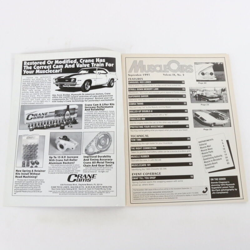 Muscle Cars Wings N Things 70 Superbird Car Magazine Sep 1991 Vol 9 No 5