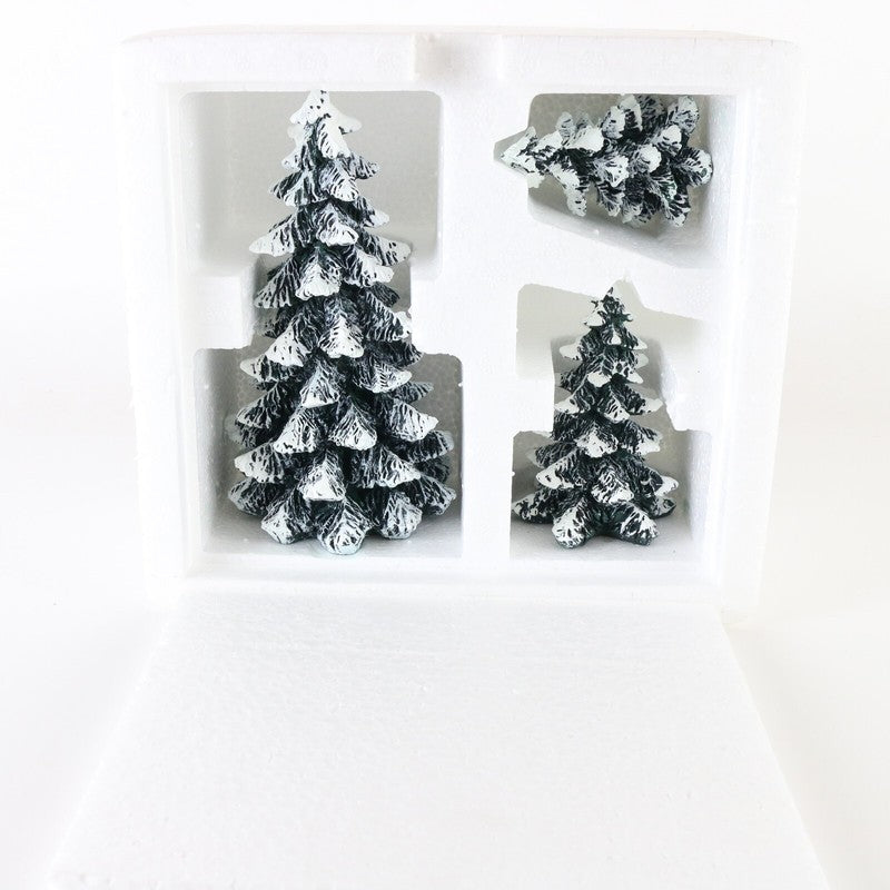 Dept 56 Village Evergreen Trees Set Of 3 Porcelain Accessories 52051