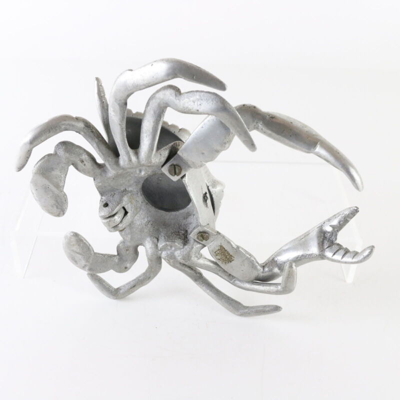Vintage Silver Metal Candle Holder Inkwell Hinged Crab Skilly 1944