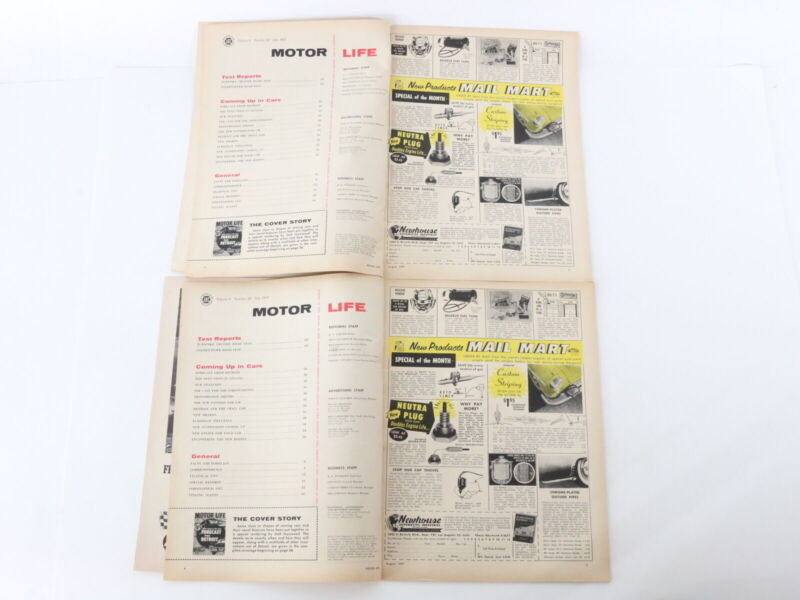 Lot Of 5 Motor Life Vintage Car Magazines Aug Sep Nov Dec 1957 25c
