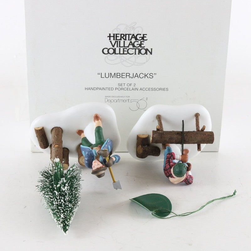 Dept 56 Heritage Village Set Of 2 Lumberjacks Porcelain Christmas Figures 56590