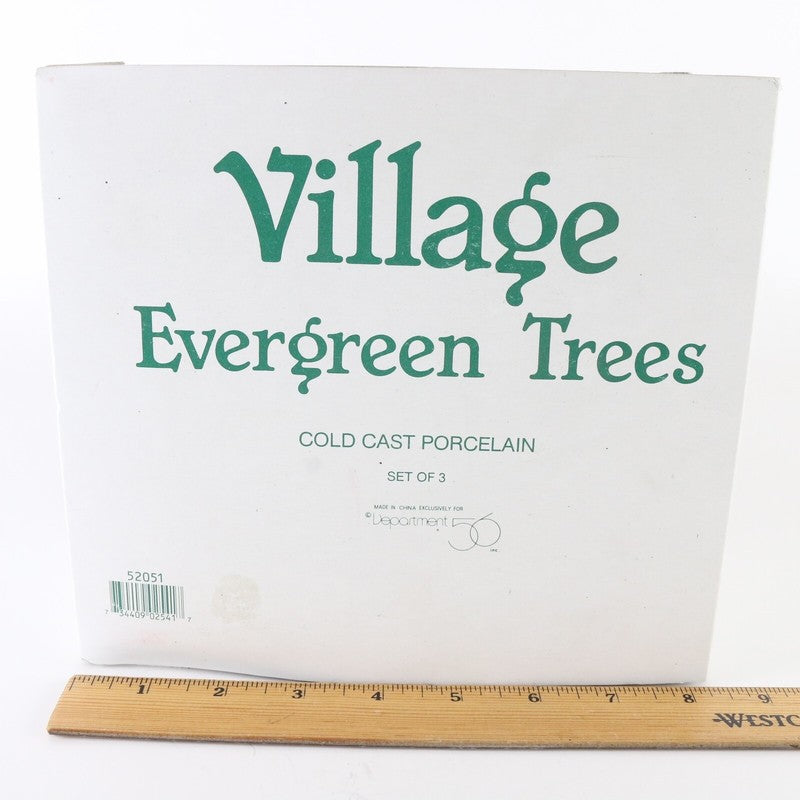 Dept 56 Village Evergreen Trees Set Of 3 Porcelain Accessories 52051