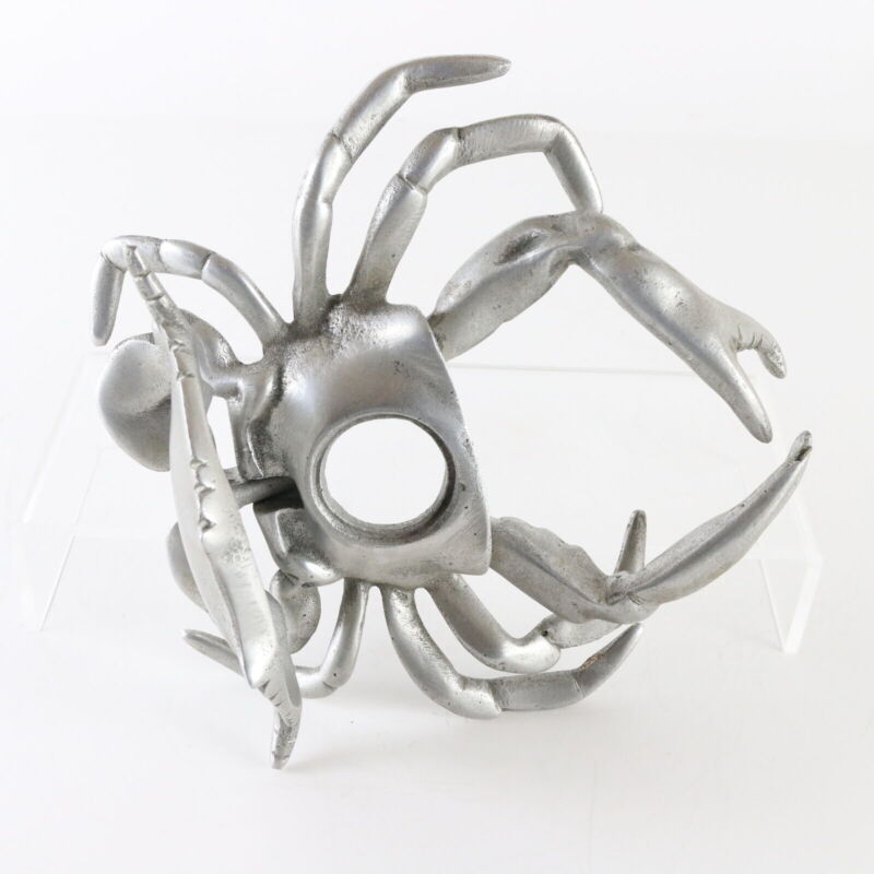Vintage Silver Metal Candle Holder Inkwell Hinged Crab Skilly 1944