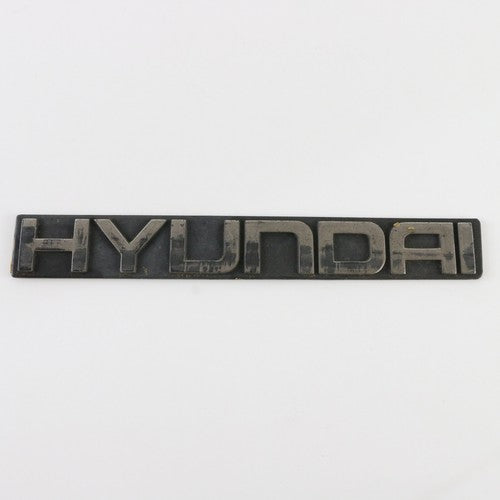 Hyundai Silver & Black Plastic Nameplate Emblem Badge 7.5"