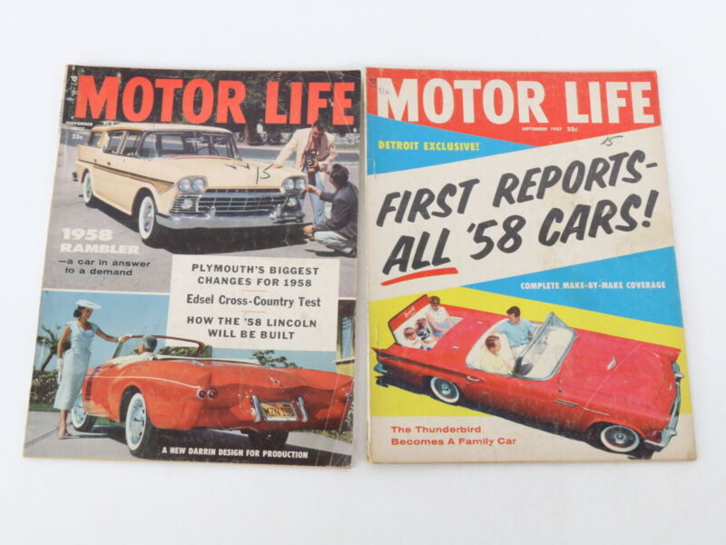 Lot Of 5 Motor Life Vintage Car Magazines Aug Sep Nov Dec 1957 25c