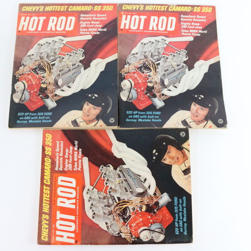 Lot Of 6 Hot Rod Camaro Ss 350 January 1967 Vintage Car Magazines
