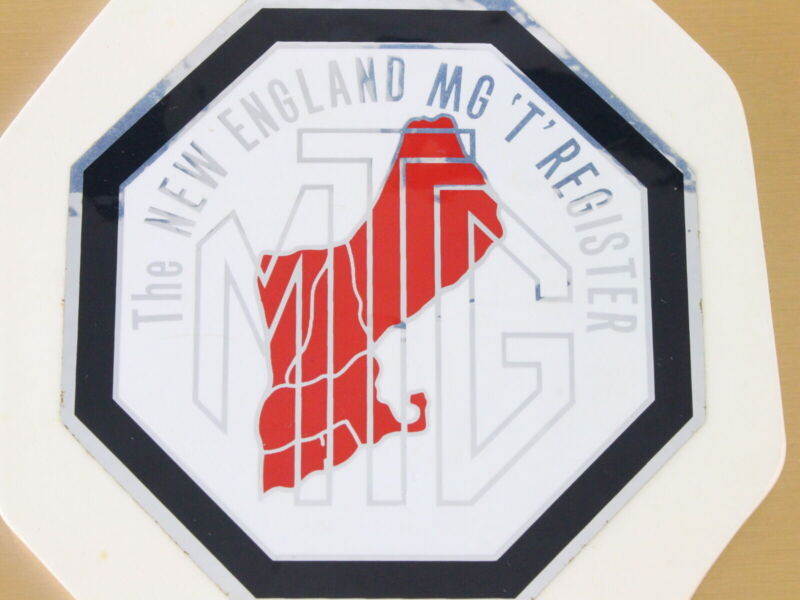 The New England MG T MGT Register 5.5" Ceramic Emblem Badge