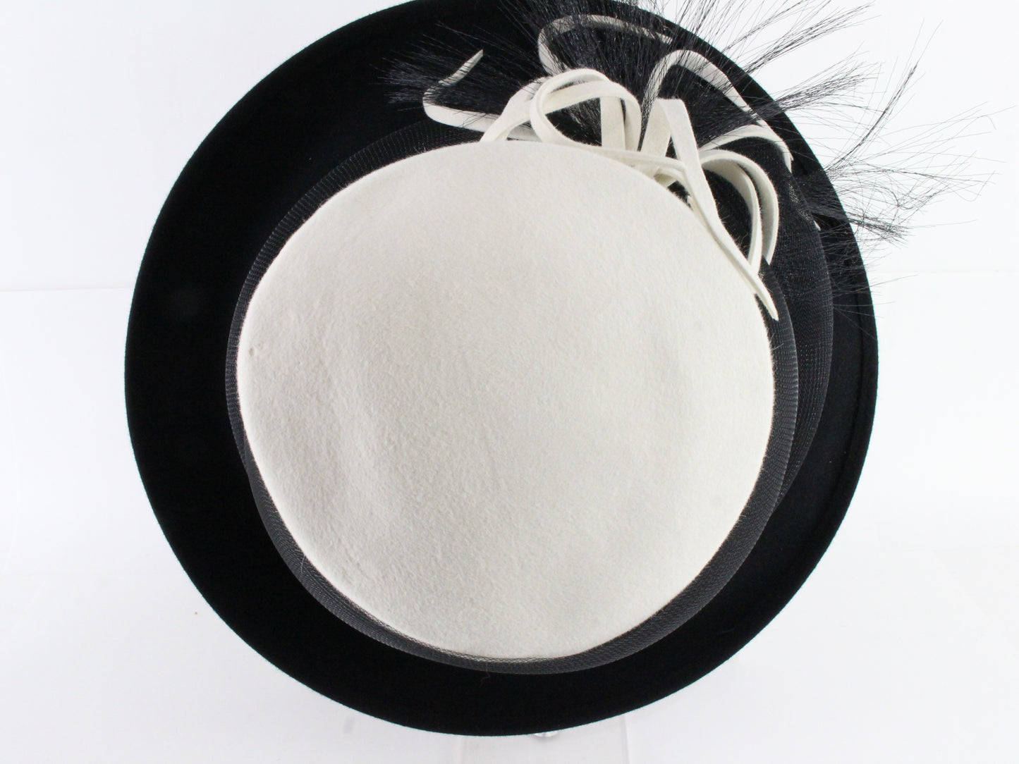 Marzi Italy Black & White Ladies Boutique Hat Felt 7 1/8 57cm