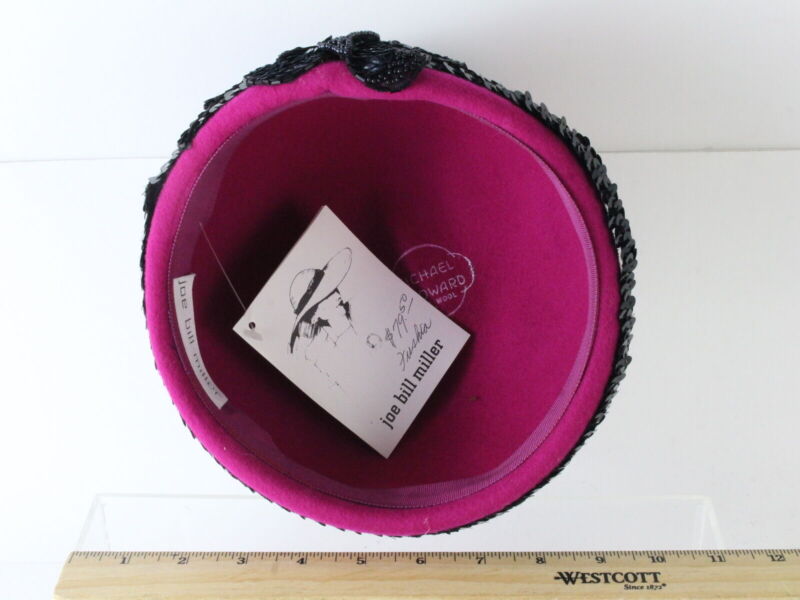 Joe Bill Miller Ladies Fuschia Pink Boutique Hat W/ Sequins And Beads 7 1/8 57cm