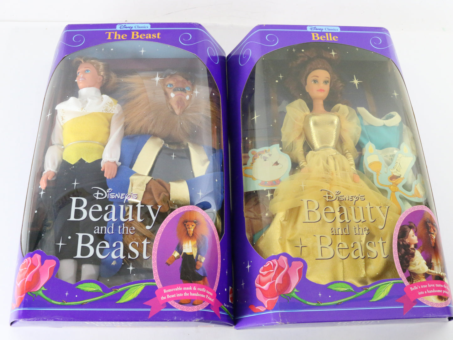 Lot Of 2 Belle & The Beast Beauty & The Beast Disney Classic Mattel 2436 2433