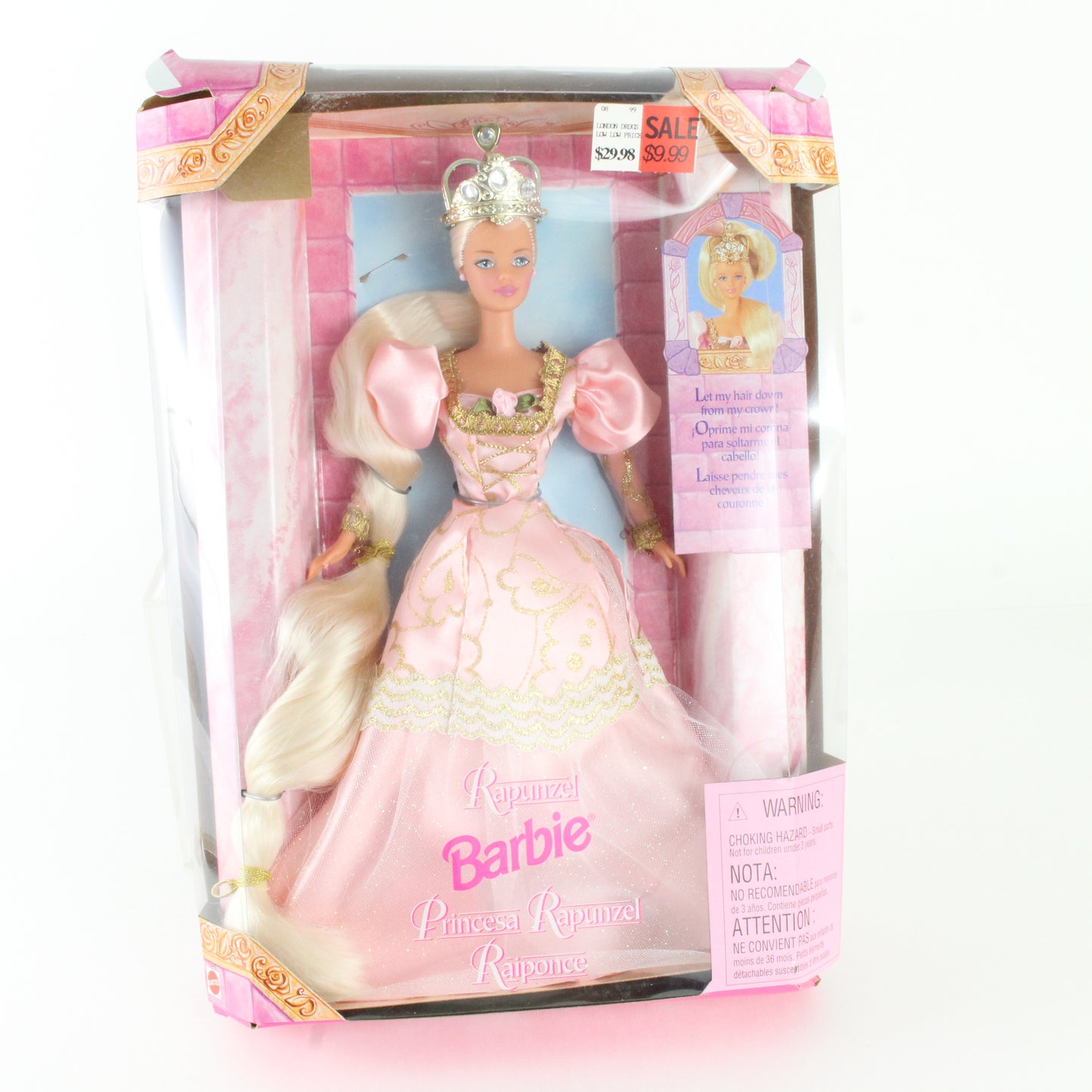 Rapunzel Barbie Blonde W/ Pink Gown Mattel 17646 Foreign Release