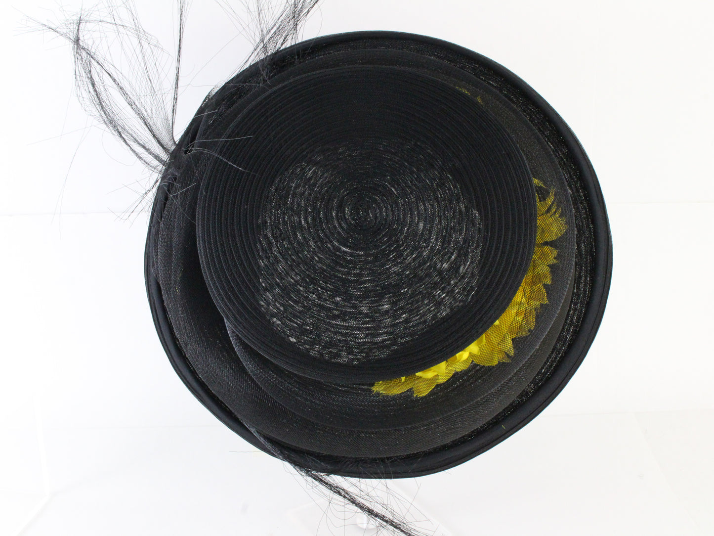 Marzi of Italy Ladies Black Handmade Boutique Hat W/ Sunflowers 6 7/8 55cm