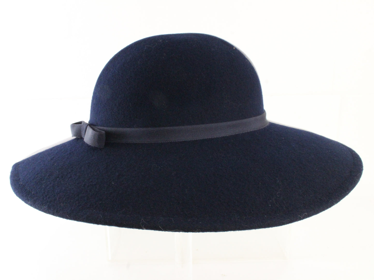 Sonni of California Ladies Navy Blue and Gray Wool Felt Boutique Hat 6 3/4 54cm