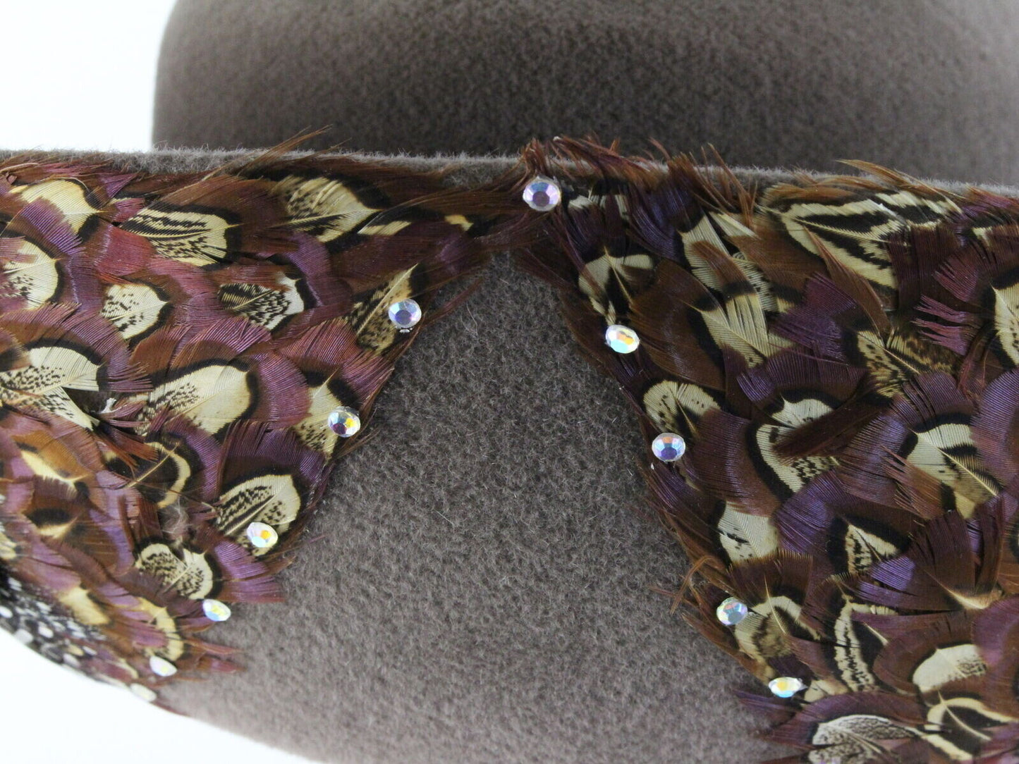 Vintage George Zamau'l New York Toupe Feathered Womens Hat 6 7/8 55cm