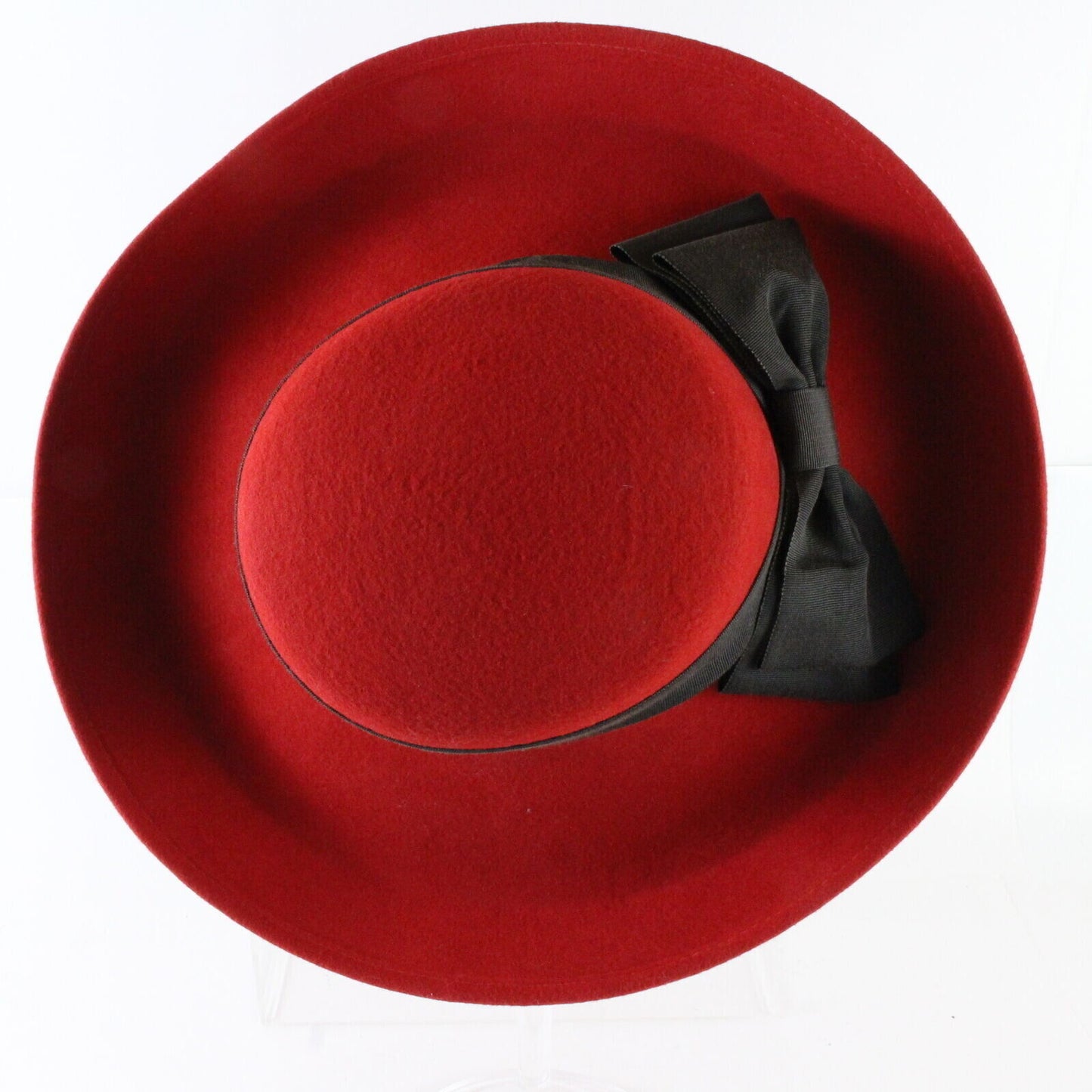 Sonni Wool Felt Red & Black Ladies Dress Hat Cartwheel 6 3/4 54cm