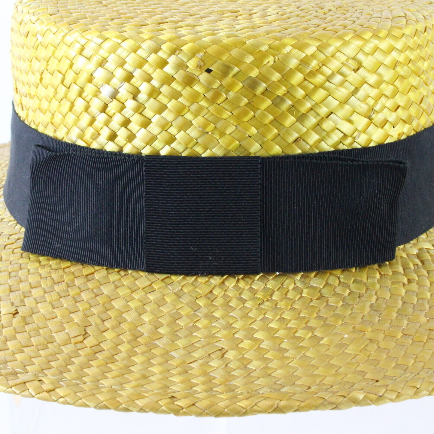 Sonni California Summer Boater Hat Straw Gold Black 7 1/8 57cm