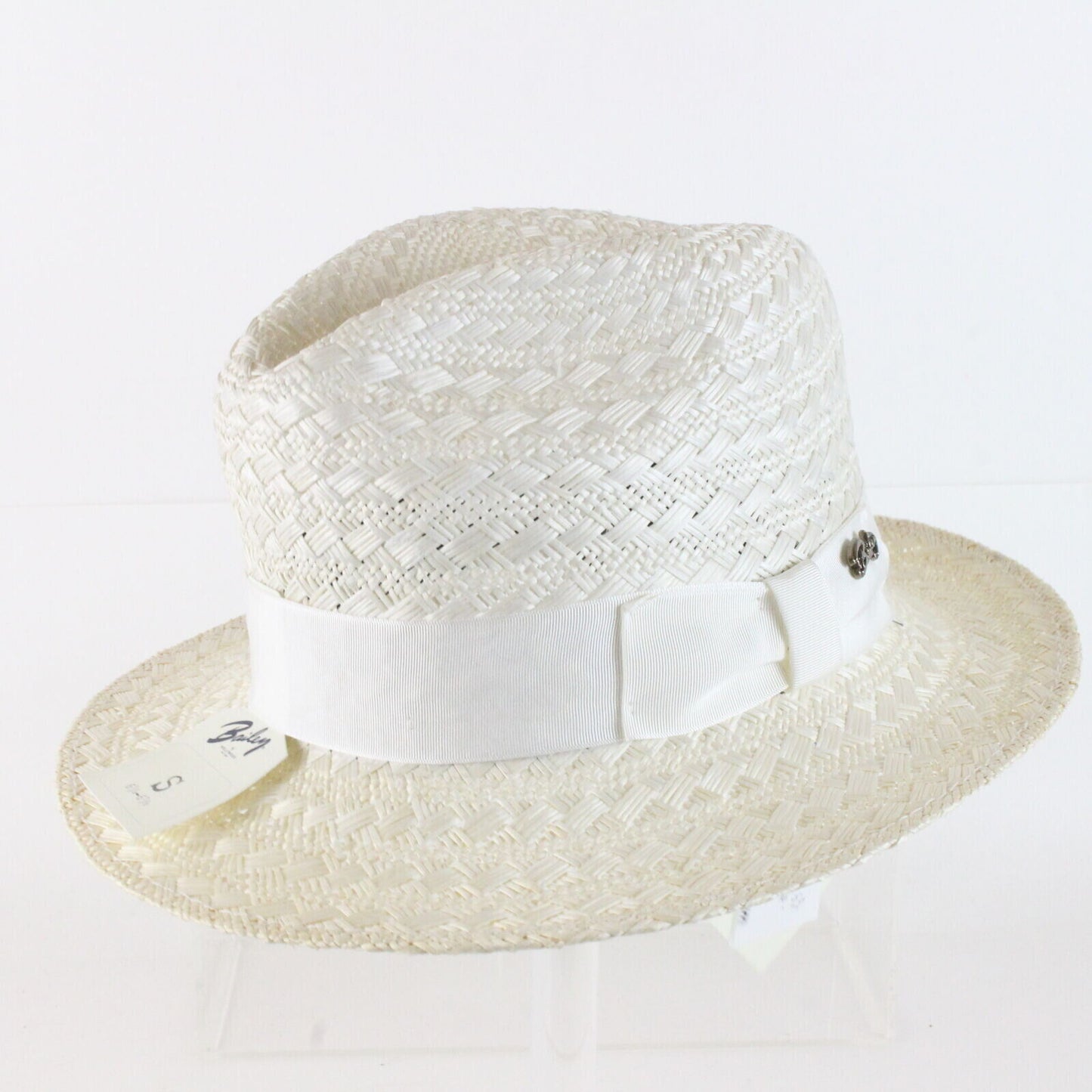 Bailey Hollywood Lamont Fedora White Bao Straw Small 6 7/8