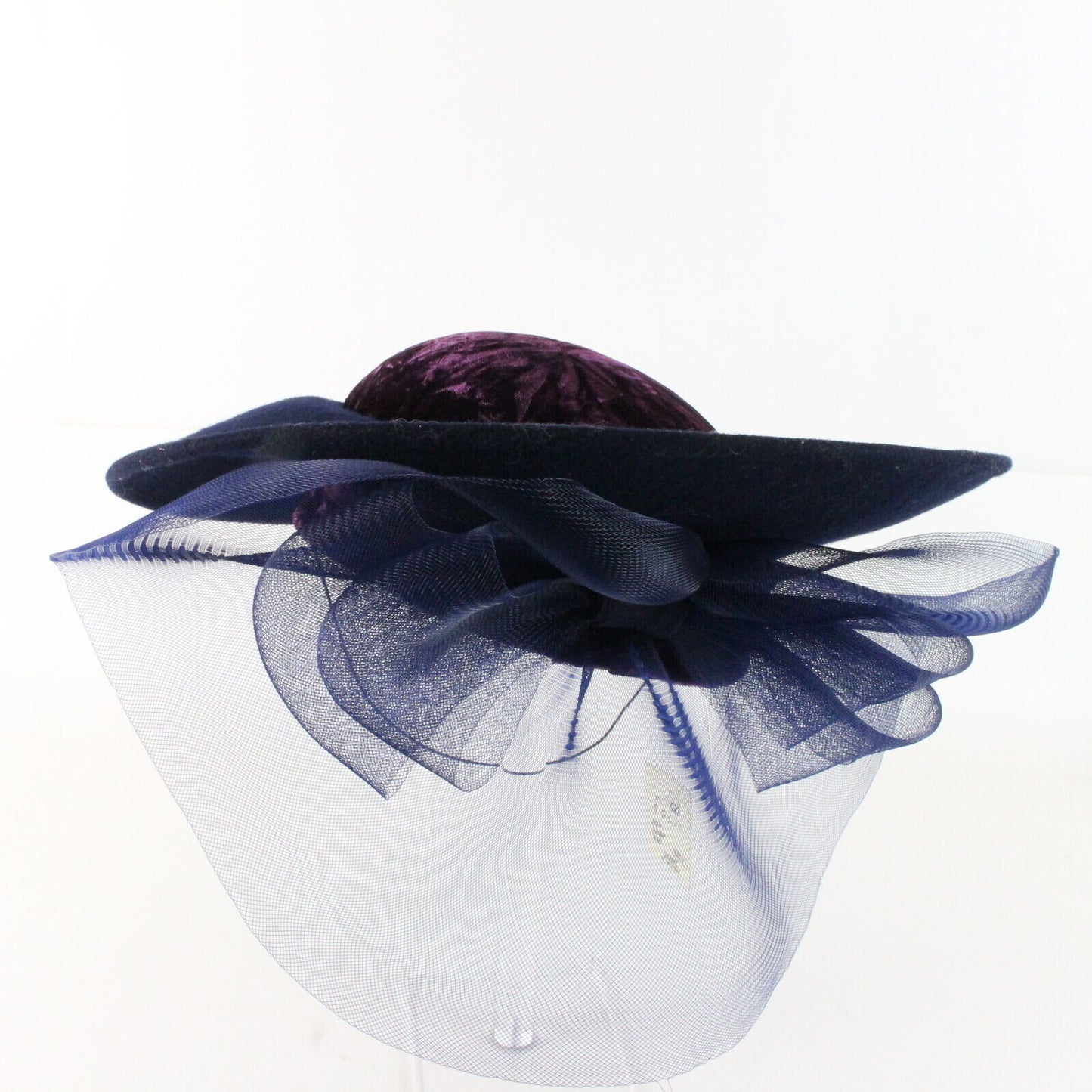 Sonni San Francisco 100% Wool Felt Navy & Purple Womens Hat 7 56cm