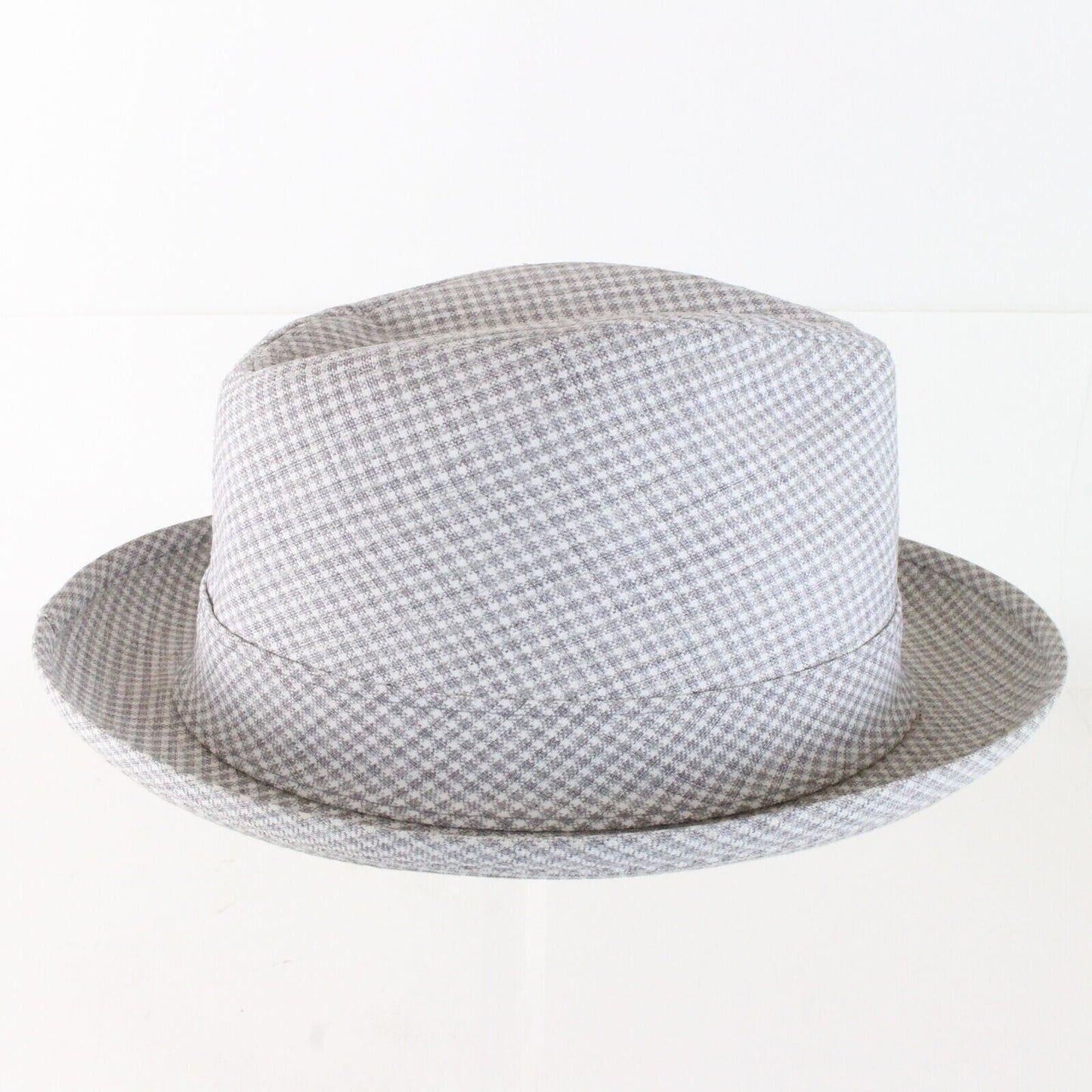Bee Hats St Louis Gray White Plaid Feather Fedora Mens OR Womens Hat 6 7/8 54cm