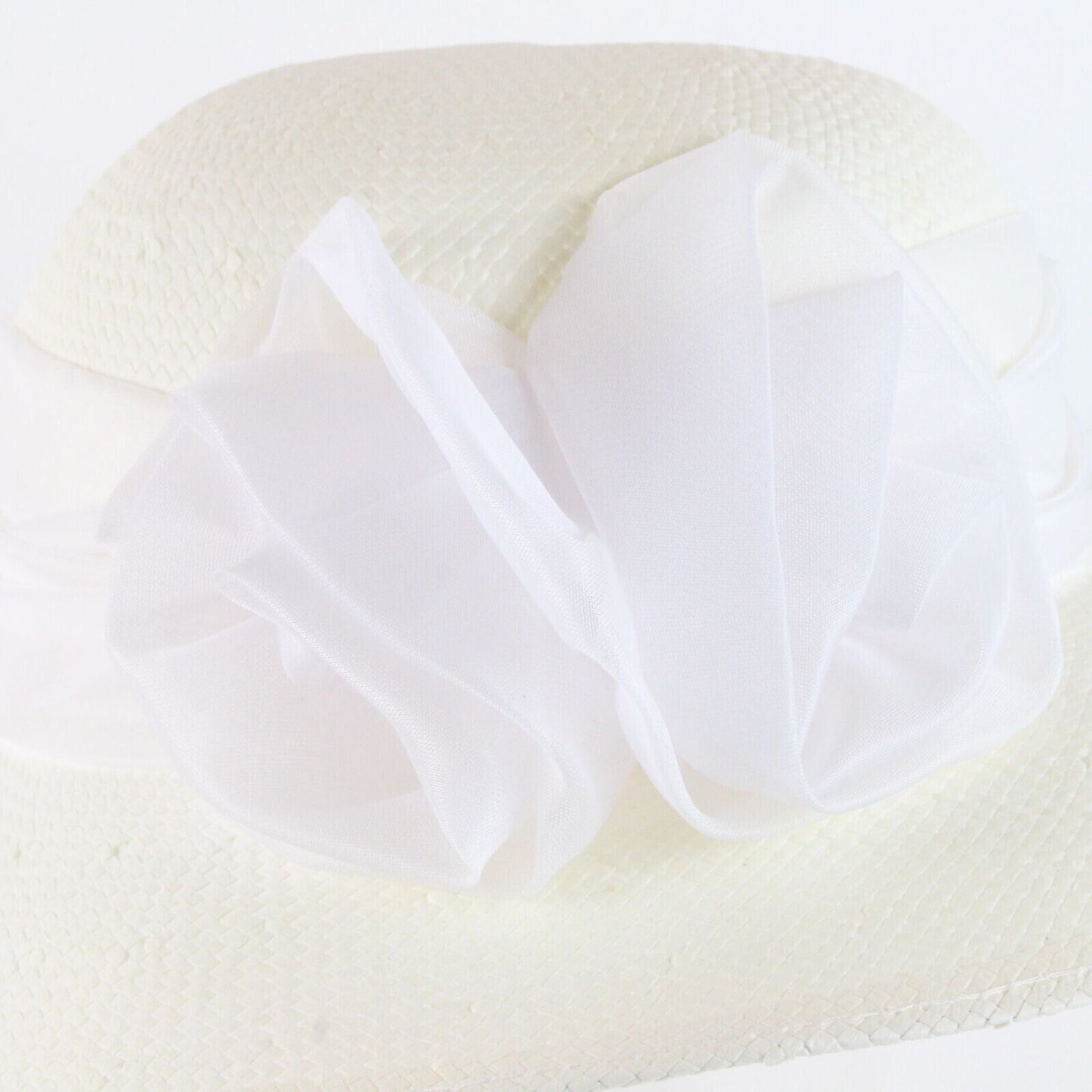 Miss Bierner Boater Boat White Straw Ladies Hat 6 7/8 55cm