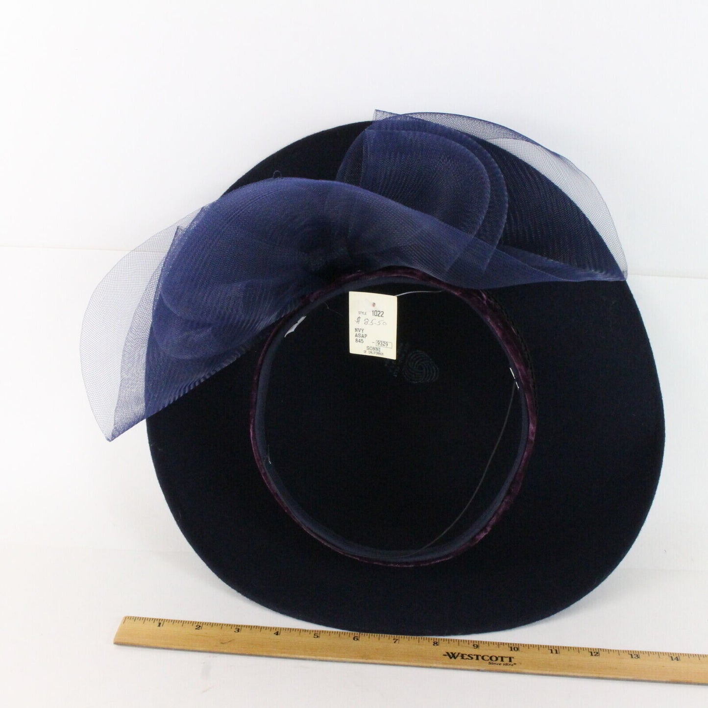Sonni San Francisco 100% Wool Felt Navy & Purple Womens Hat 7 56cm