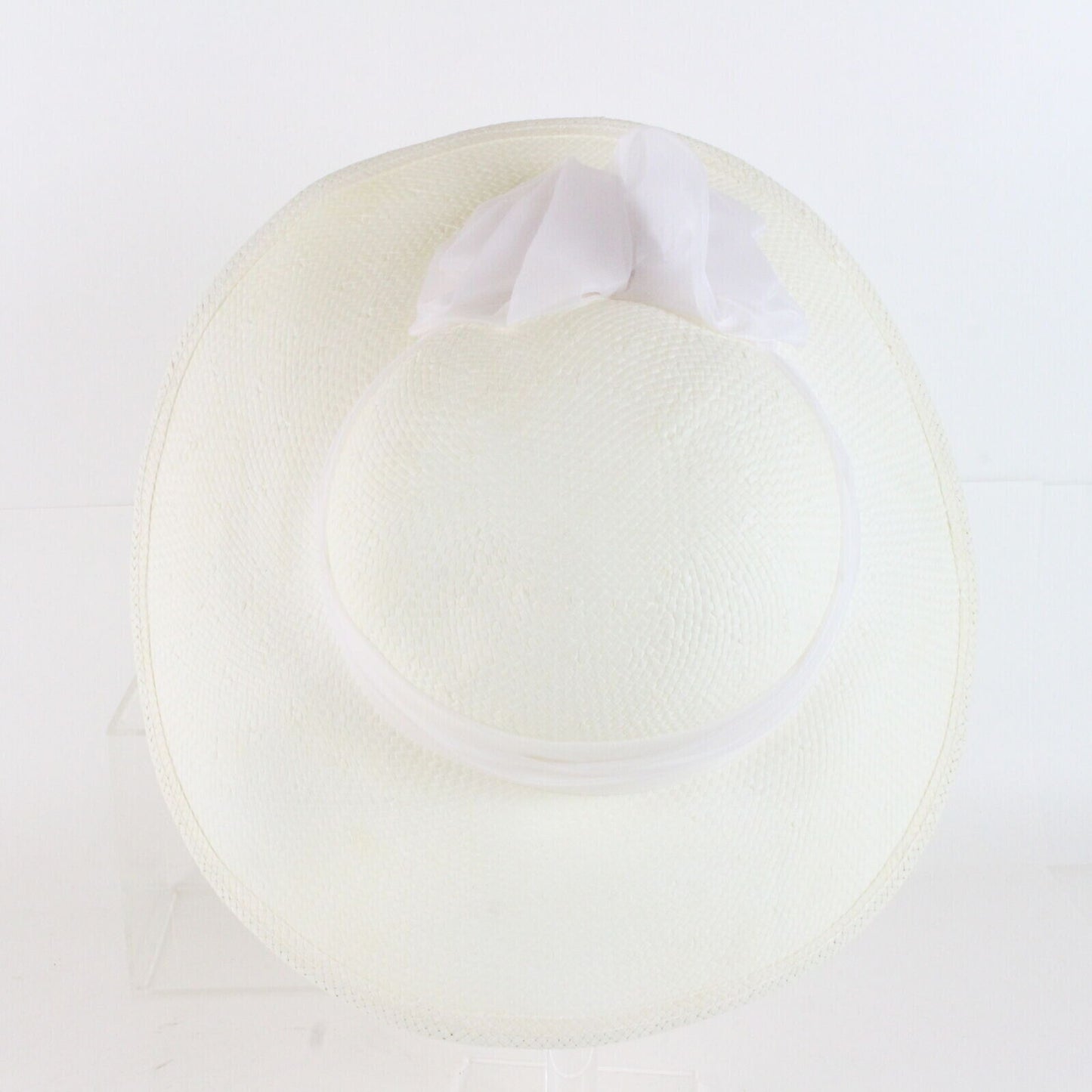 Miss Bierner Boater Boat White Straw Ladies Hat 6 7/8 55cm